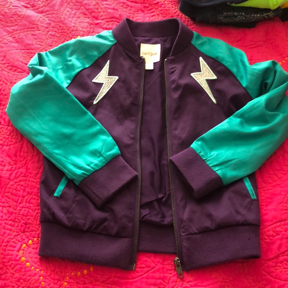 Cat and Jack zip up jacket rocket patches size 6
